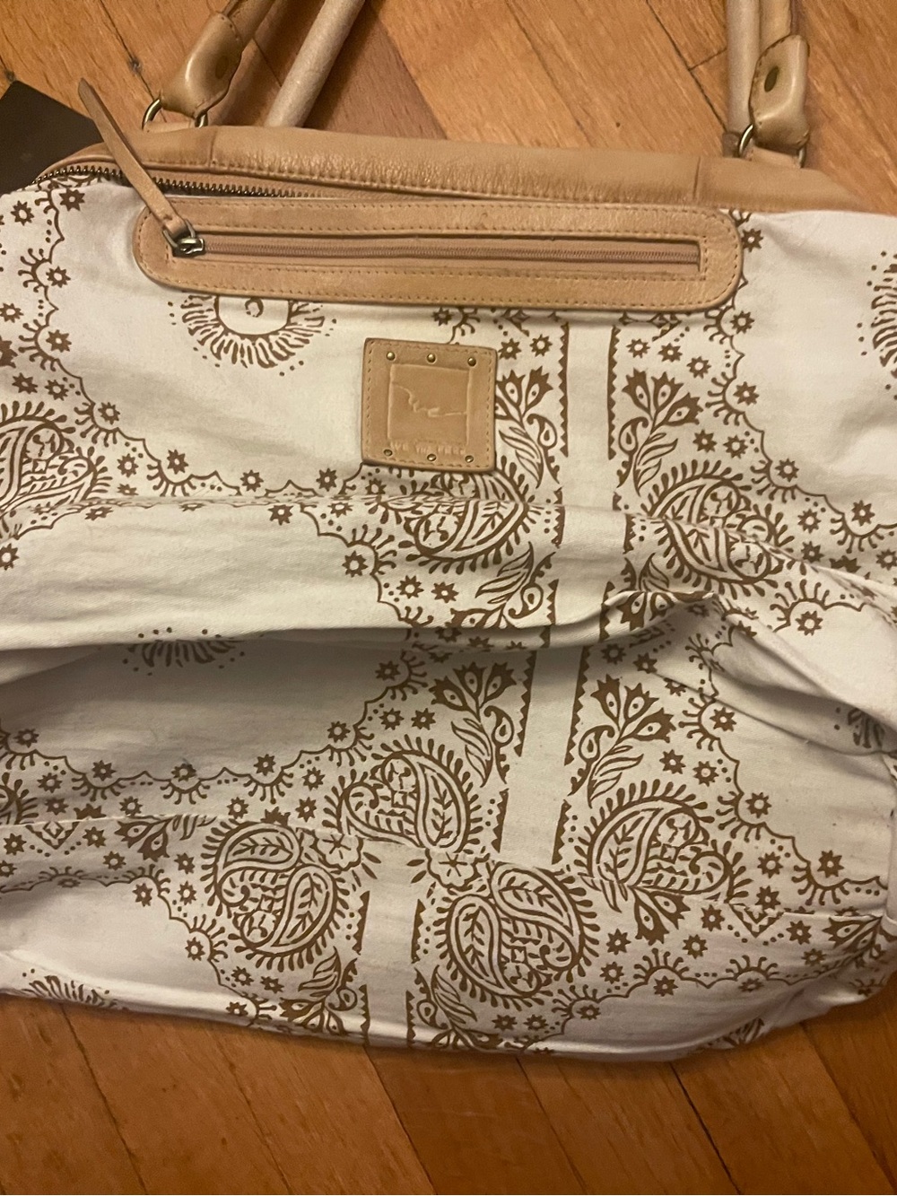 Free People Emerson Large Leather Tote Bag Tan Boho Slouchy Purse We The Free - Picture 8 of 9